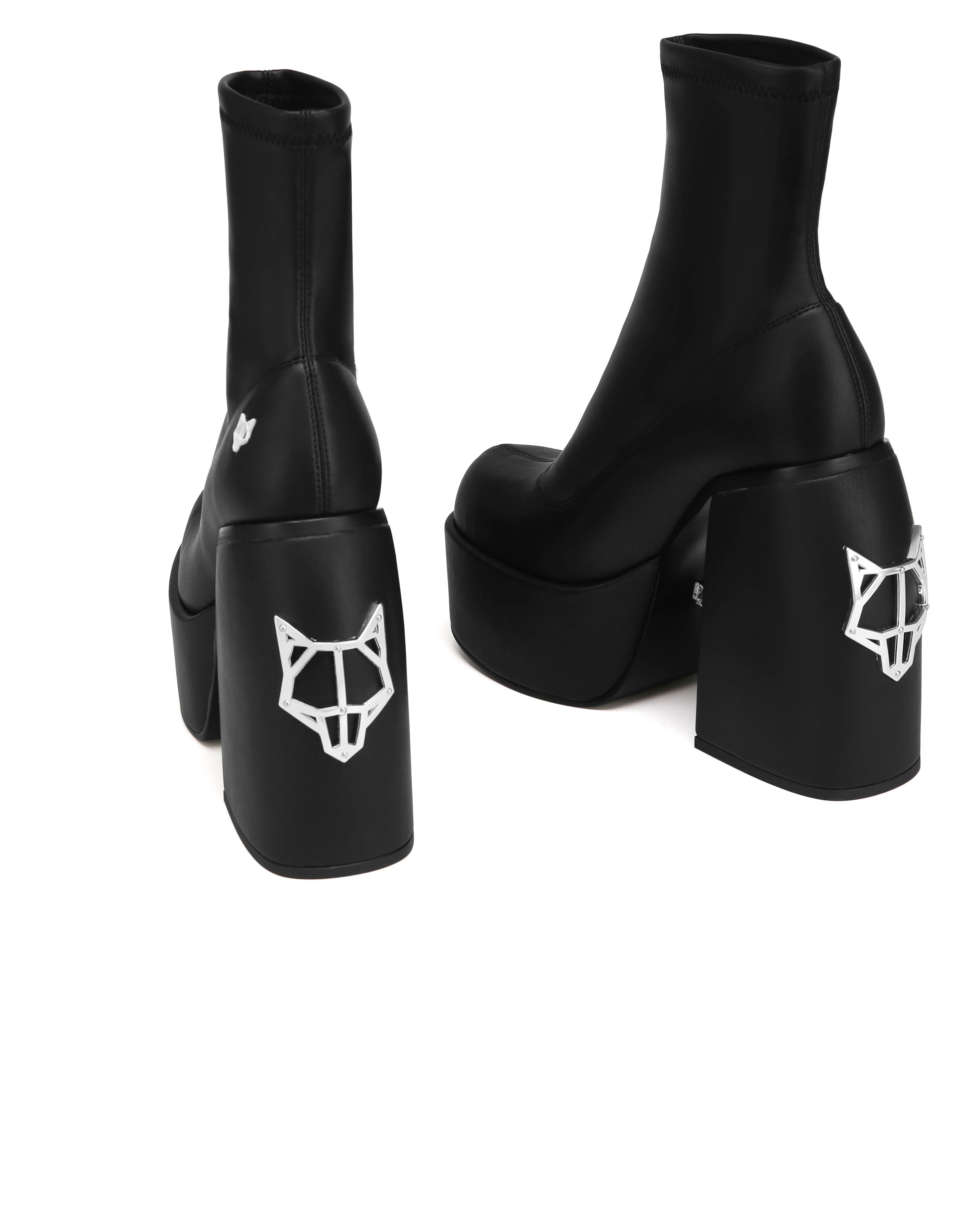 ★NAKED WOLFE★Sugar ストレッチ 厚底 ブーツ ヒール 13cm Sugar Black Stretch