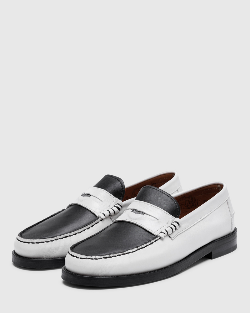 Riviera White/Black Leather