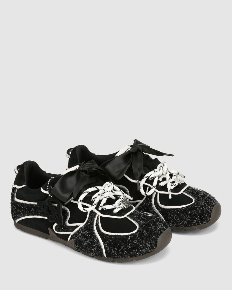 Adored Black Hairy Suede