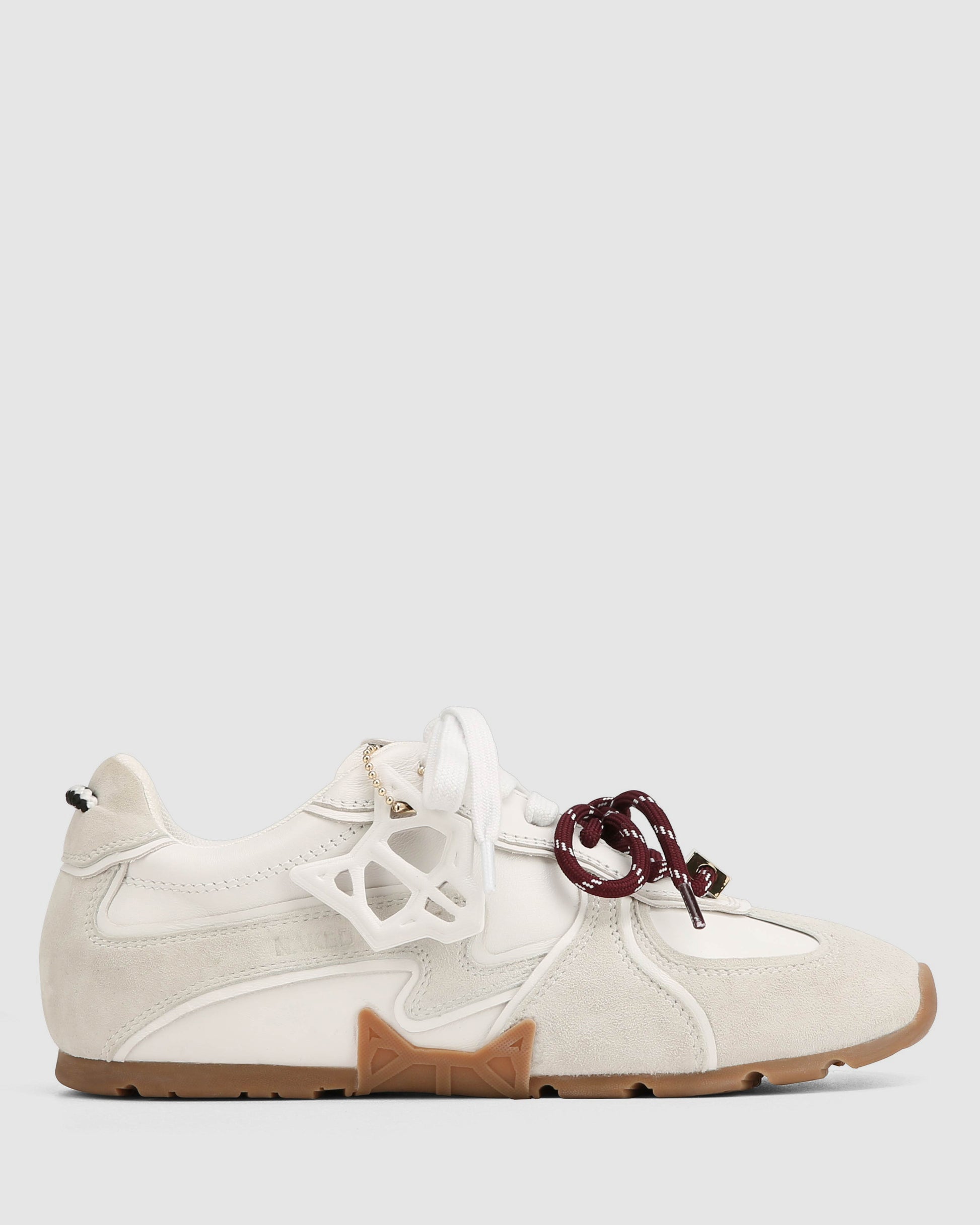 Naked Wolfe Adored White Suede and Leather Trainers