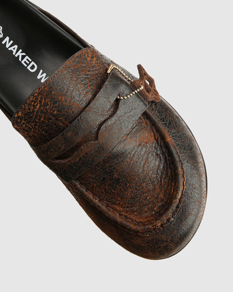 Cord Brown Distress Leather