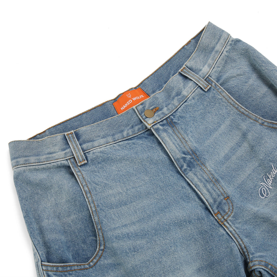 Common Need Relaxed Cargo Short Light Blue Denim