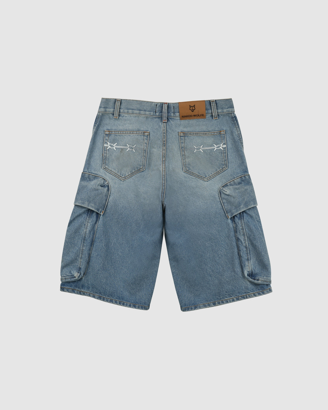 Denim Cargo Shorts Light Blue
