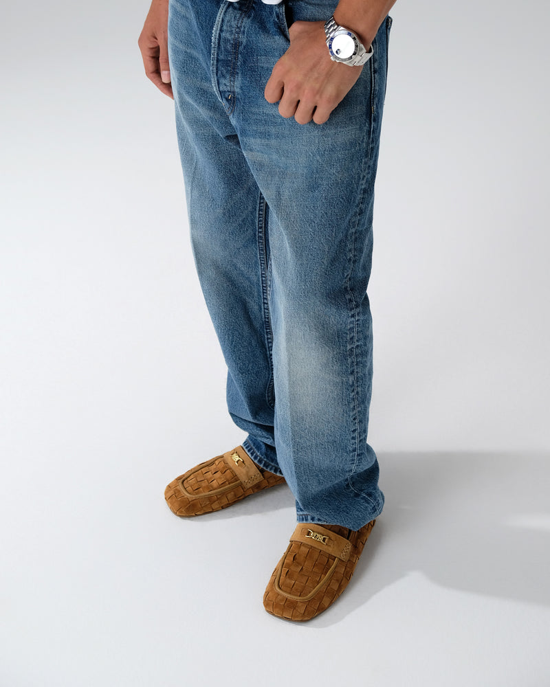 Rover Loafer Tan Woven Suede
