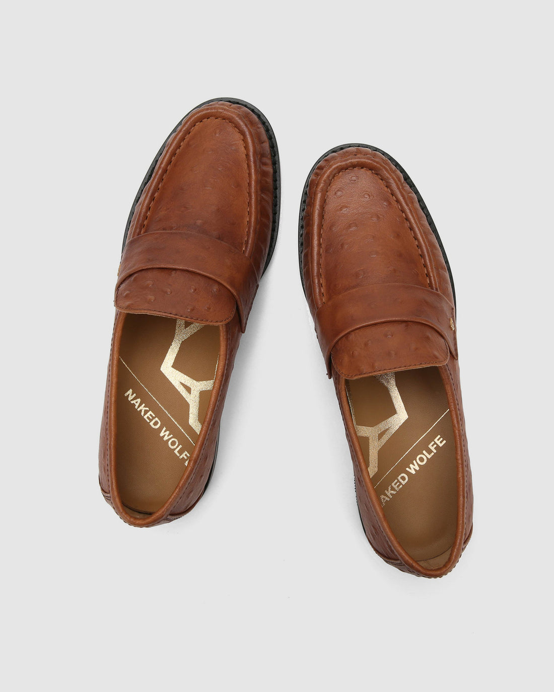 Goldie Ostrich Print Leather