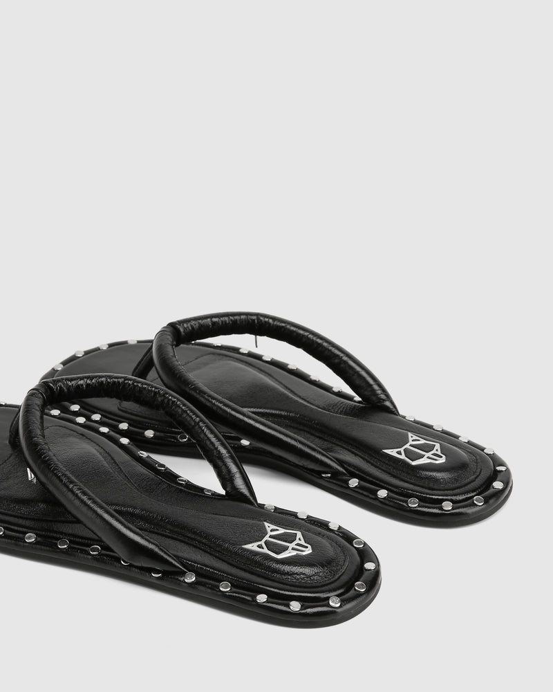 Grenada Black Leather/Silver Studs