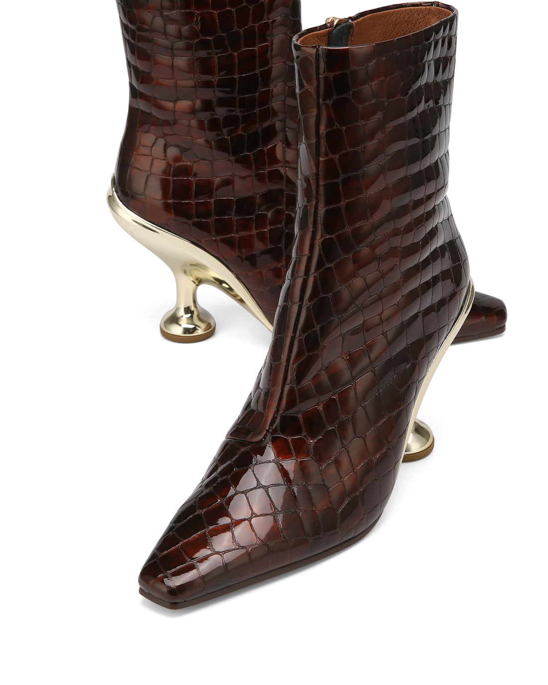 Kayla Patent Croc Leather Burnt