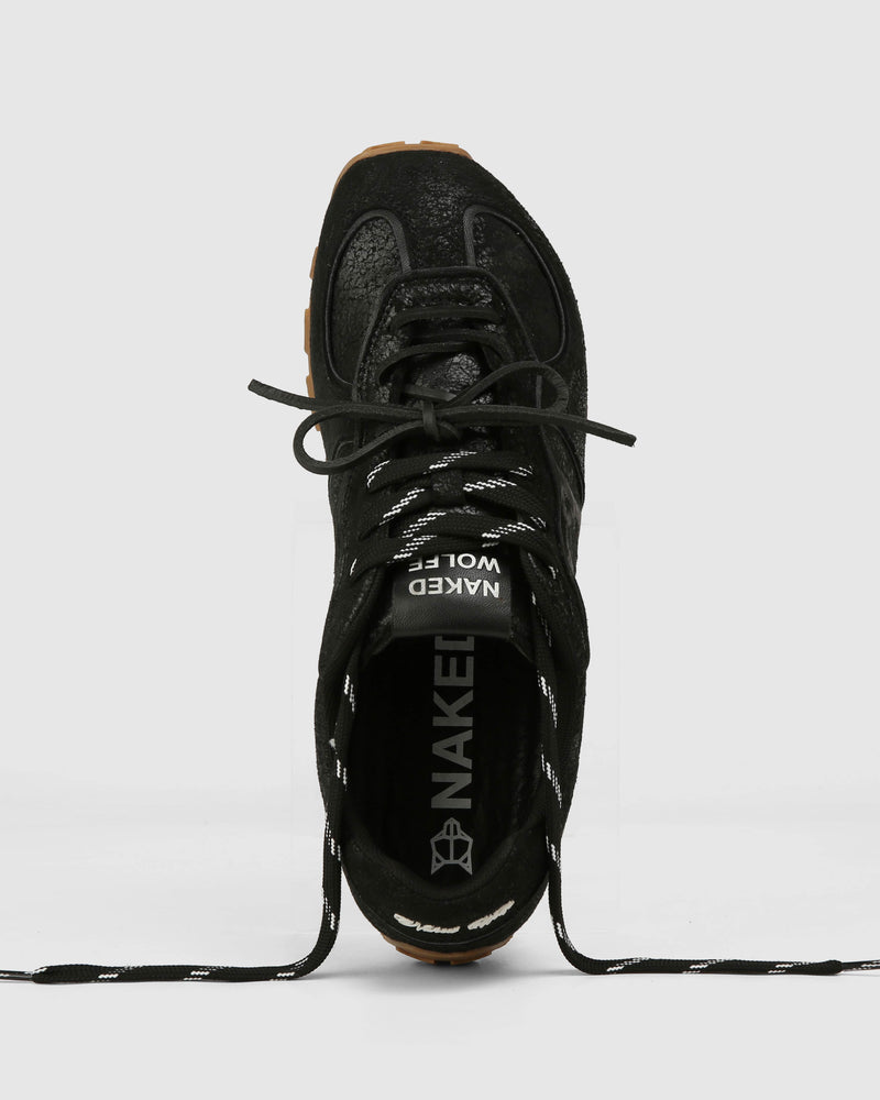 Lightning Black Distress Leather