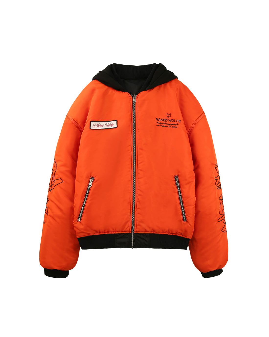 Double Sided Bomber Jacket Black/Orange