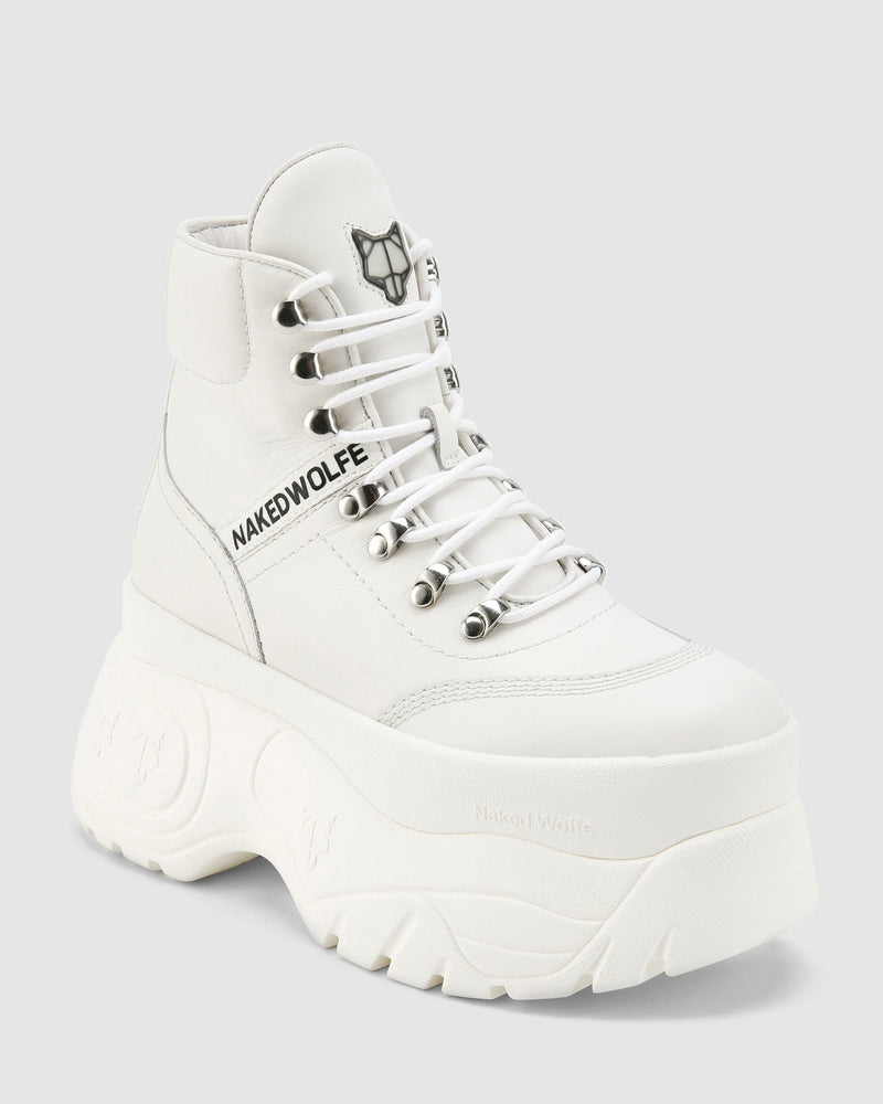 Spike White Leather