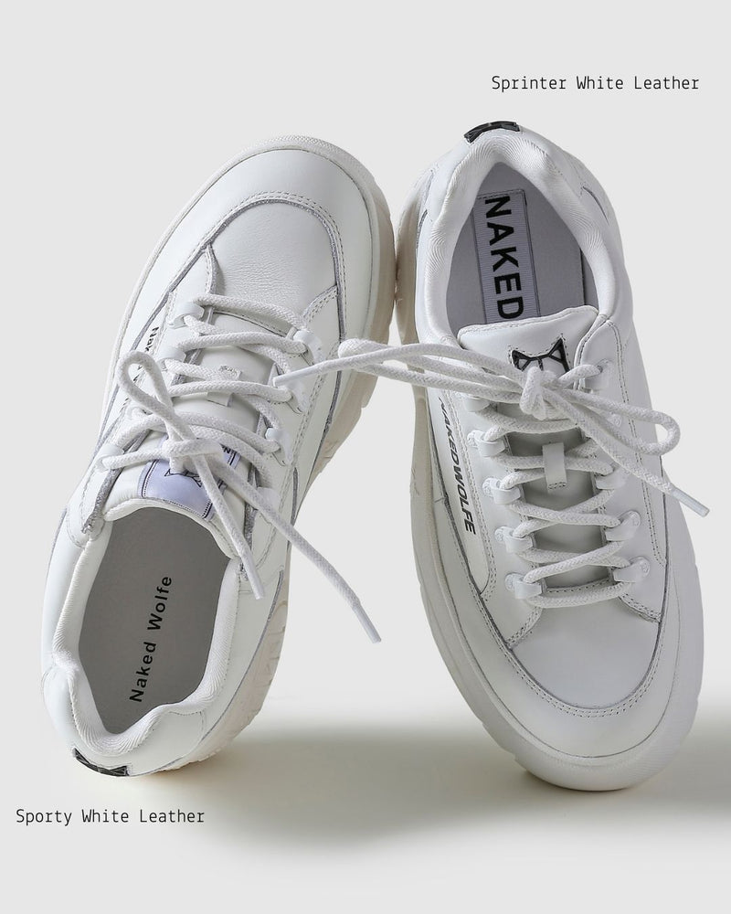 Sporty White Leather