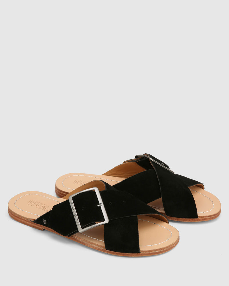 The Magnum Sandal Black Suede