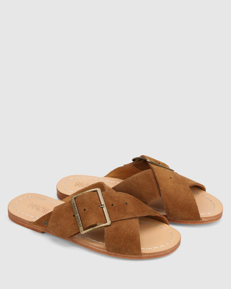 The Magnum Sandal Tan Suede