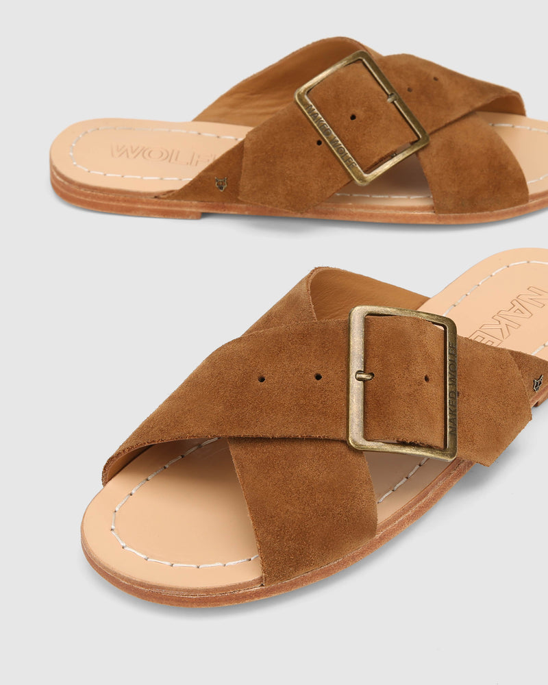 The Magnum Sandal Tan Suede