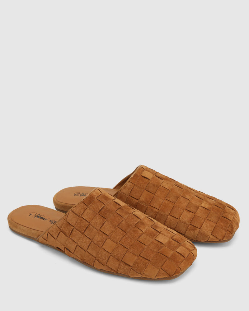 The Reaper Mule Tan Woven Suede