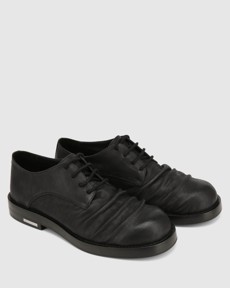 The Wrinkled Derby Black Leather