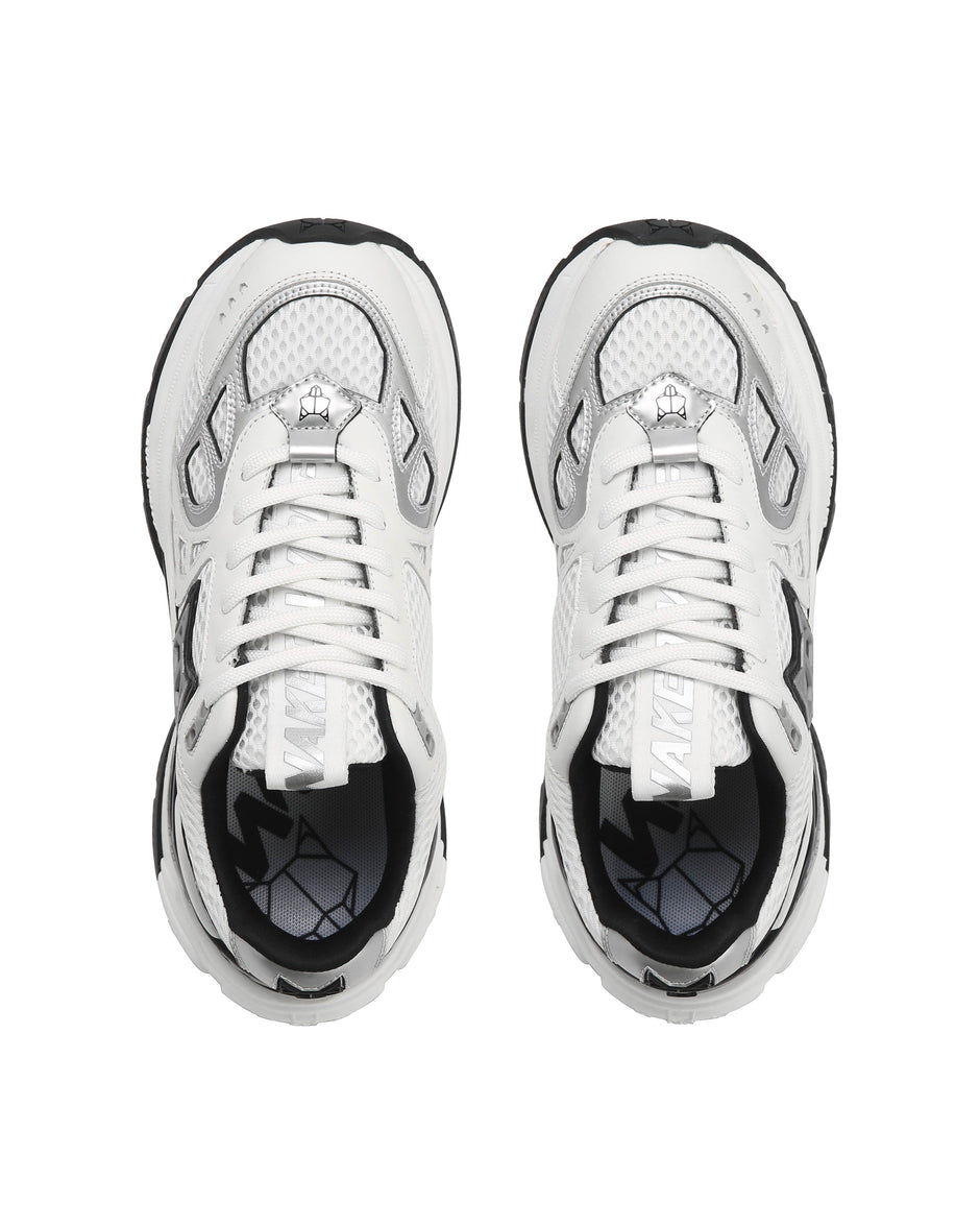 VS-004 White/Silver - Laceless Sneaker